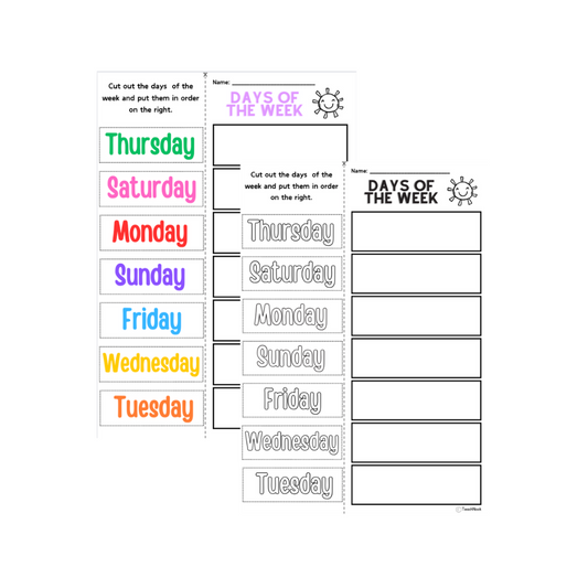 Days of the Week - Cut and Paste Sort